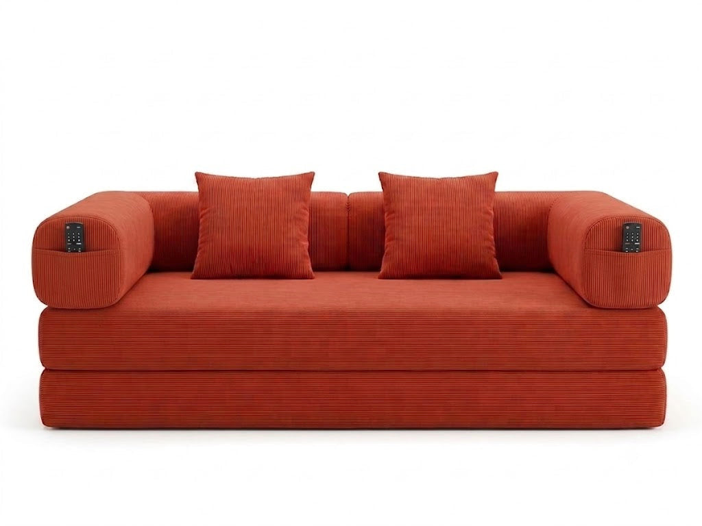 Clay red sofa bed, front view