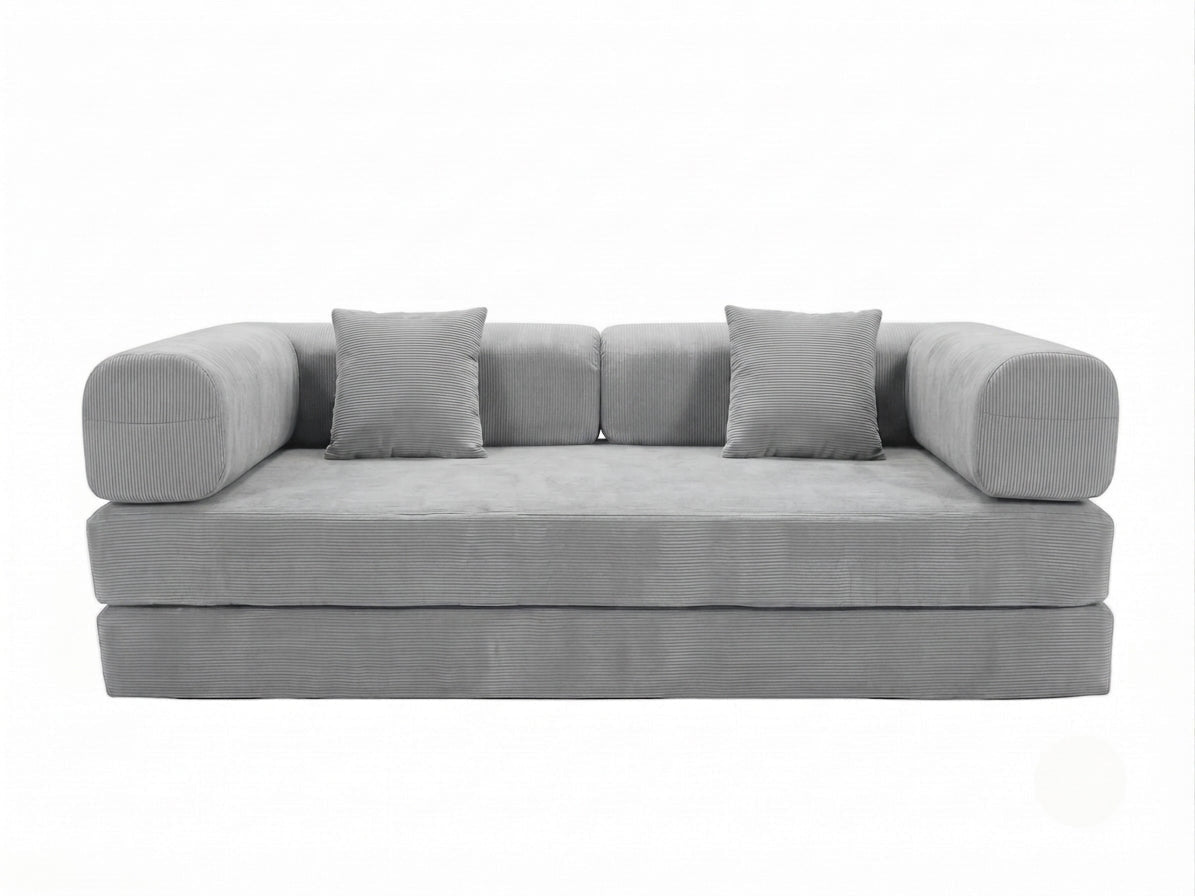 Gray sofa bed, front view