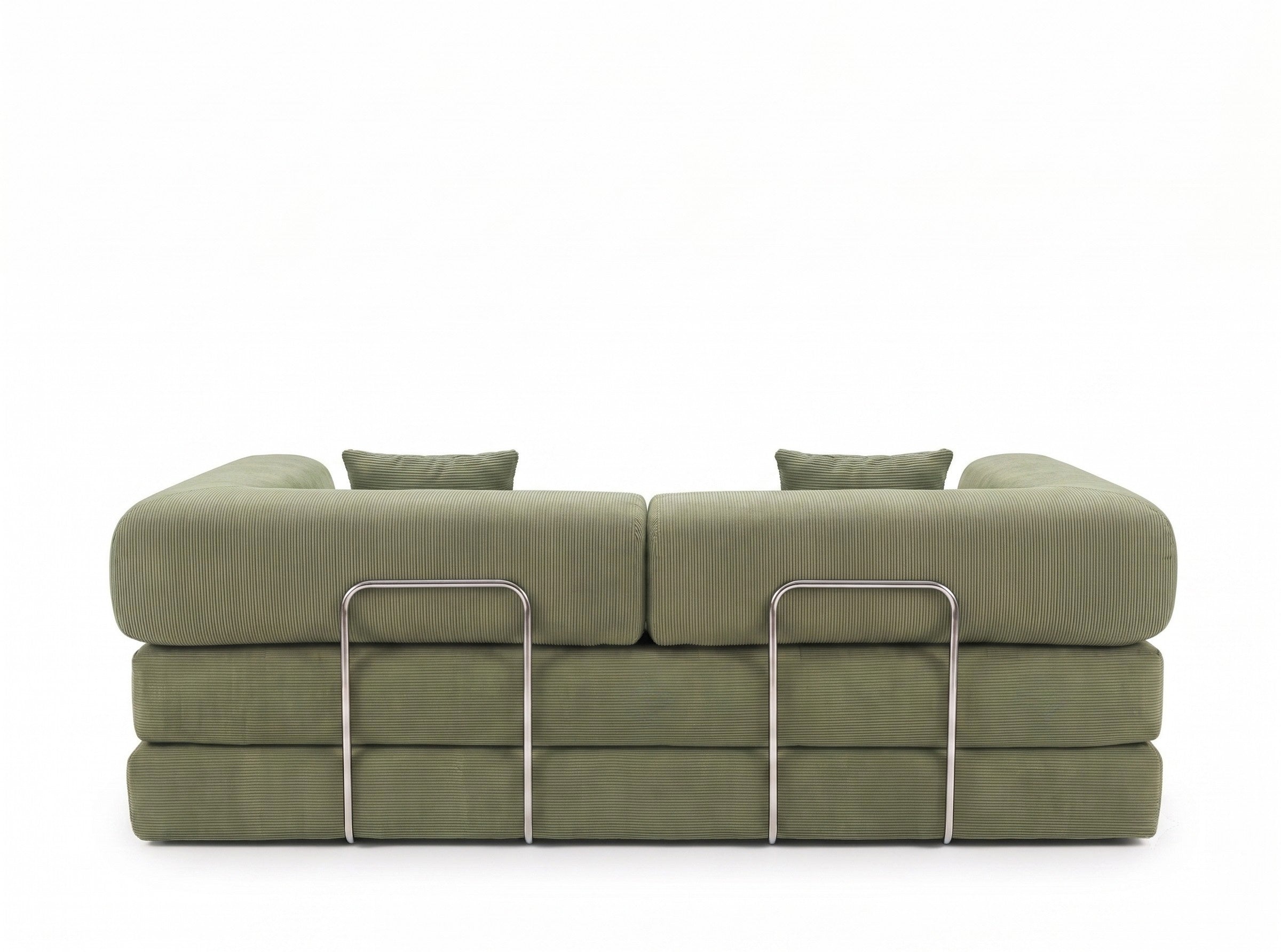 Olive green sofa bed, back view